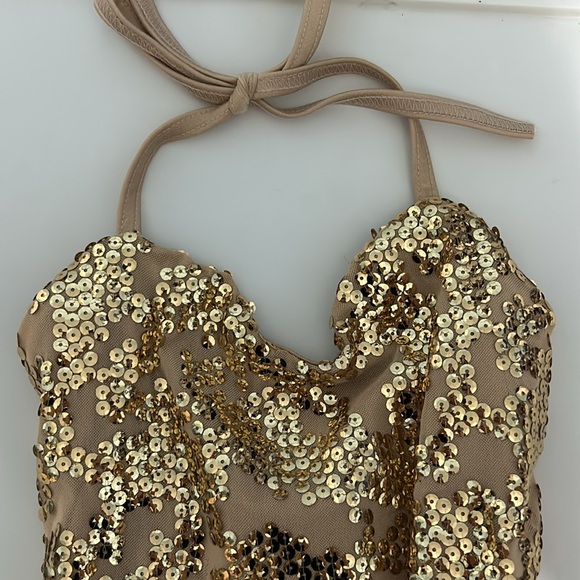 Gold draped skirt dance costume lyrical - Picture 5 of 13